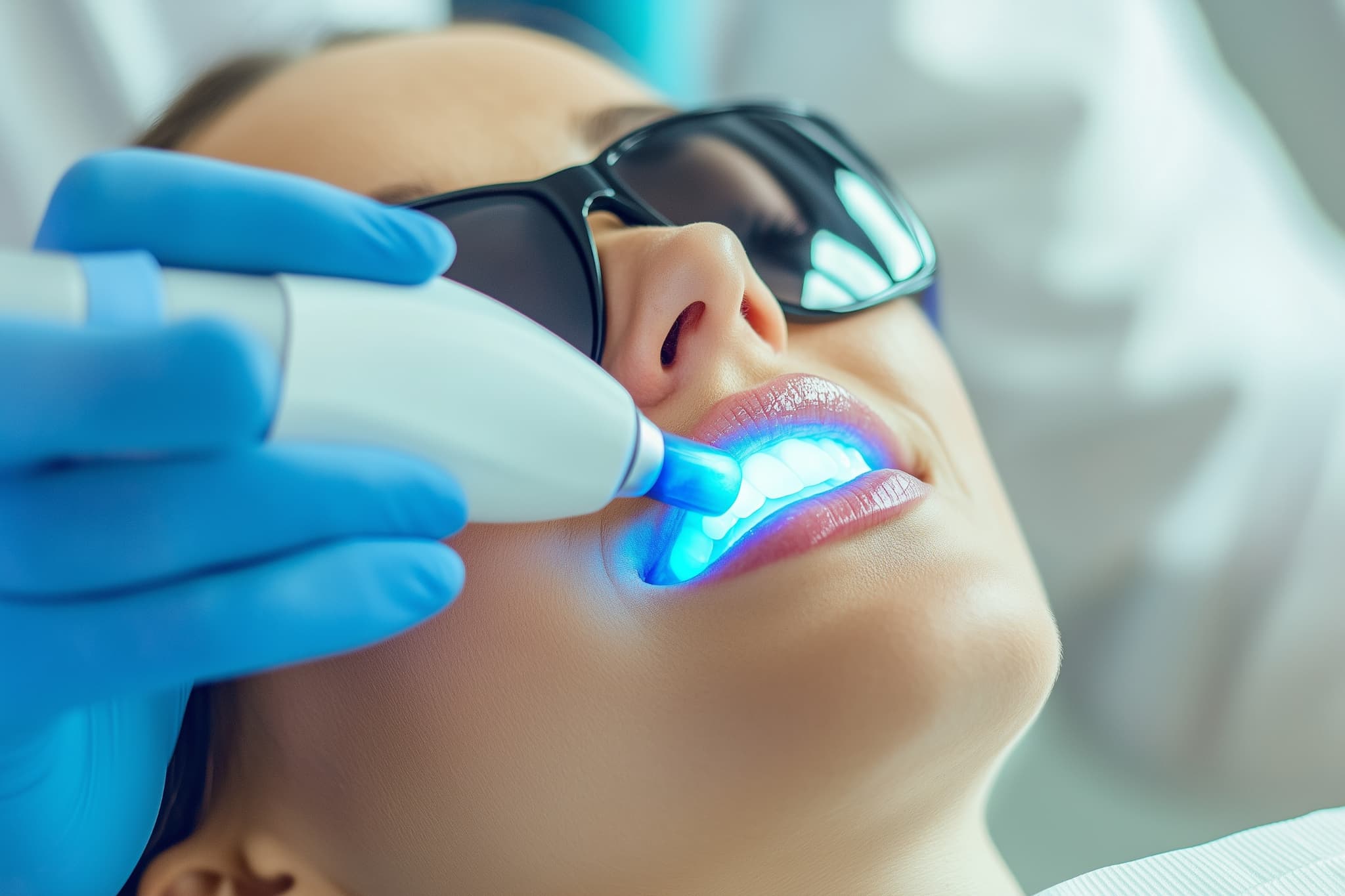 ホワイトニングの施術の様子