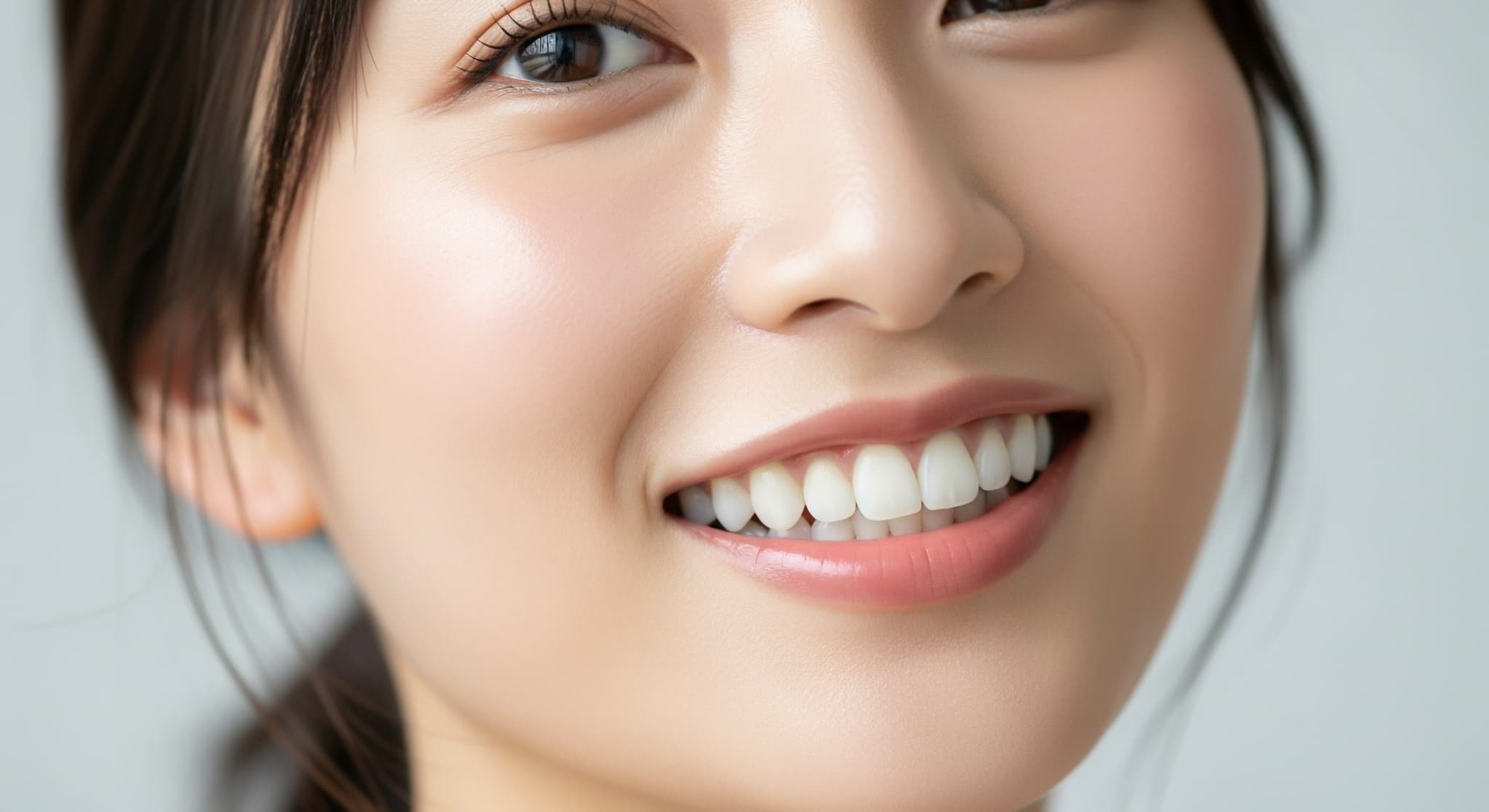 正中が整った口元を見せて笑う女性
