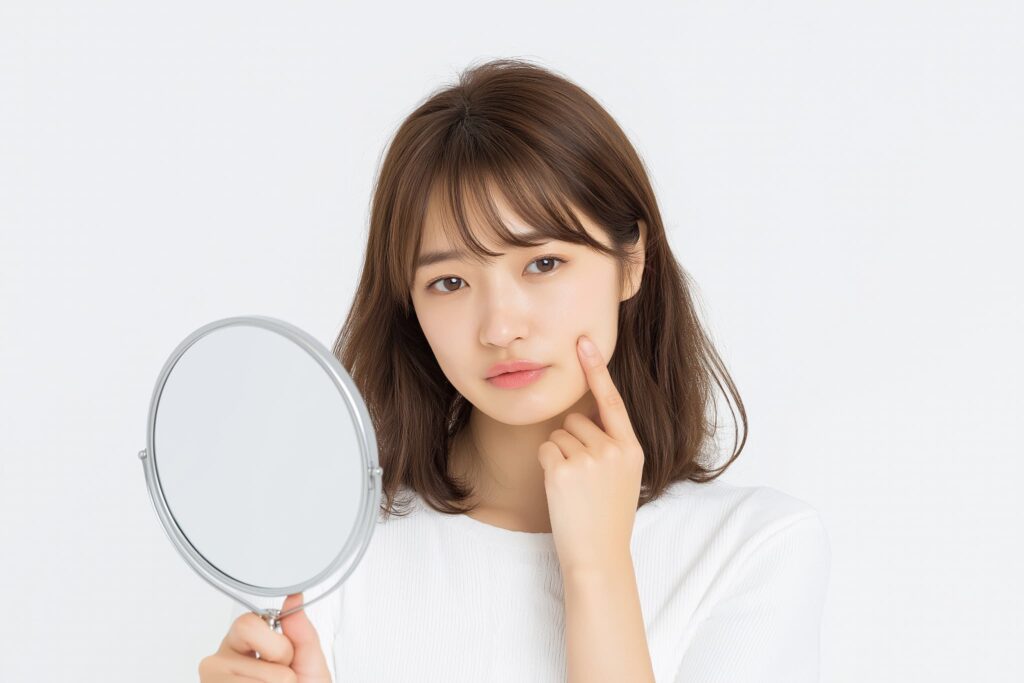 インビザラインでの矯正後に後戻りをして不満そうな女性